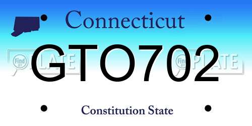 GTO702 Connecticut License Plate