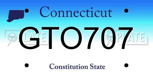 GTO707 Connecticut License Plate