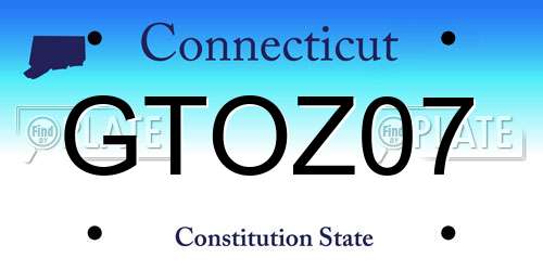 GTOZ07 Connecticut License Plate