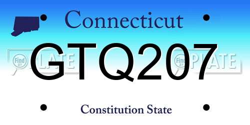 GTQ207 Connecticut License Plate