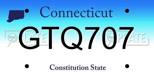 GTQ707 Connecticut License Plate