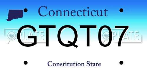 GTQT07 Connecticut License Plate