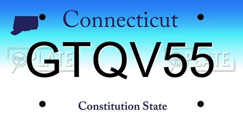 GTQV55 Connecticut License Plate