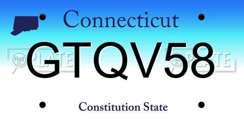 GTQV58 Connecticut License Plate