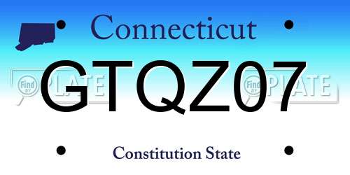 GTQZ07 Connecticut License Plate