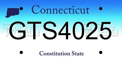 GTS4025 Connecticut License Plate