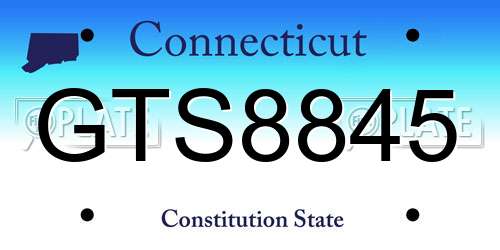 GTS8845 Connecticut License Plate
