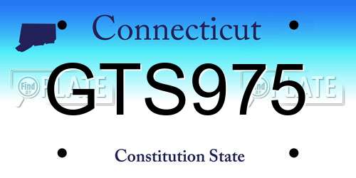 GTS975 Connecticut License Plate