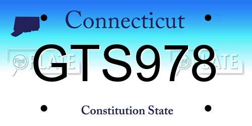 GTS978 Connecticut License Plate