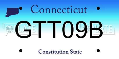 GTT09B Connecticut License Plate