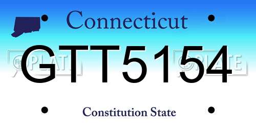 GTT5154 Connecticut License Plate
