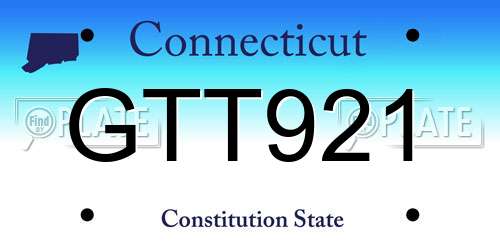 GTT921 Connecticut License Plate