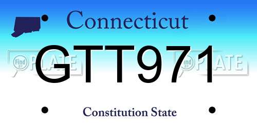 GTT971 Connecticut License Plate