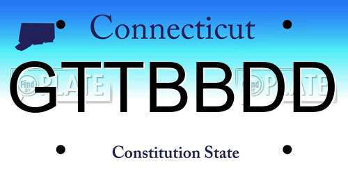GTTBBDD Connecticut License Plate