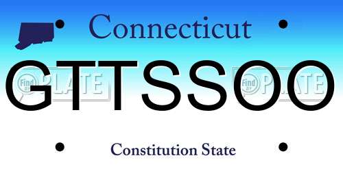 GTTSSOO Connecticut License Plate