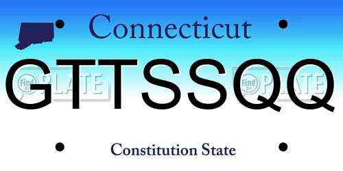 GTTSSQQ Connecticut License Plate