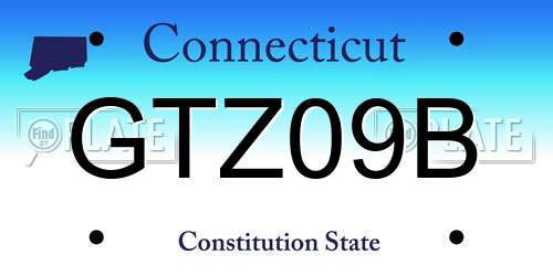 GTZ09B Connecticut License Plate
