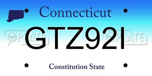 GTZ92I Connecticut License Plate