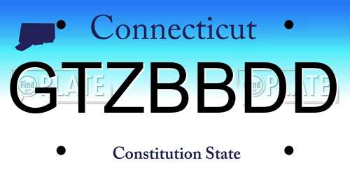 GTZBBDD Connecticut License Plate