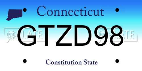 GTZD98 Connecticut License Plate