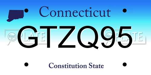 GTZQ95 Connecticut License Plate