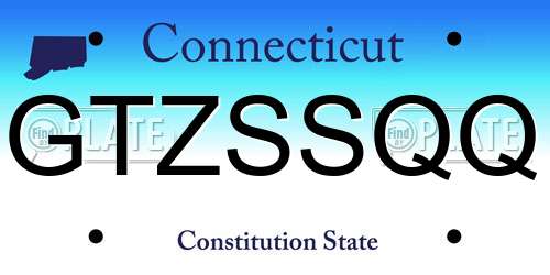 GTZSSQQ Connecticut License Plate