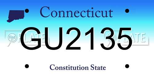 GU2135 Connecticut License Plate