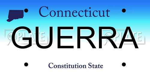 GUERRA Connecticut License Plate