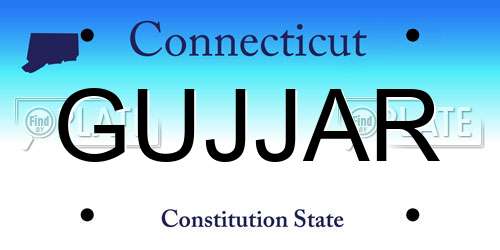 GUJJAR Connecticut License Plate
