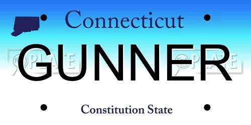 GUNNER Connecticut License Plate