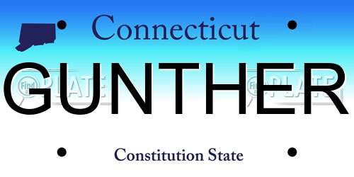 GUNTHER Connecticut License Plate
