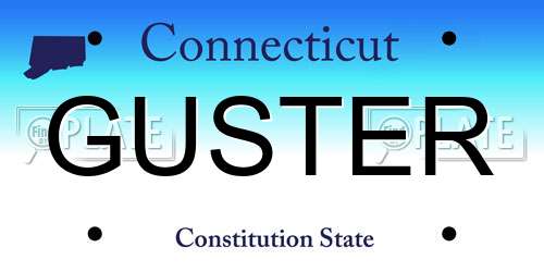 GUSTER Connecticut License Plate