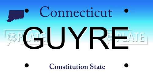 GUYRE Connecticut License Plate