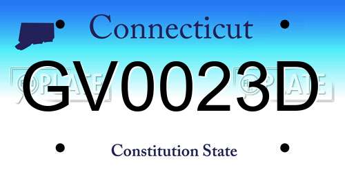 GV0023D Connecticut License Plate