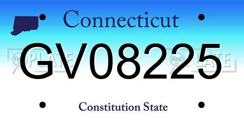 GV08225 Connecticut License Plate