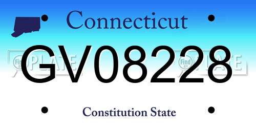 GV08228 Connecticut License Plate