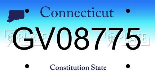 GV08775 Connecticut License Plate
