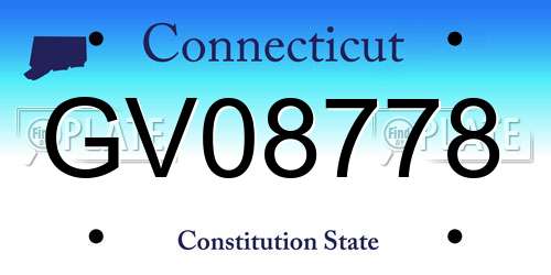 GV08778 Connecticut License Plate