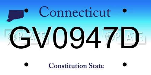 GV0947D Connecticut License Plate