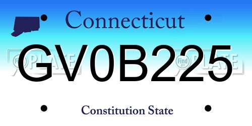 GV0B225 Connecticut License Plate