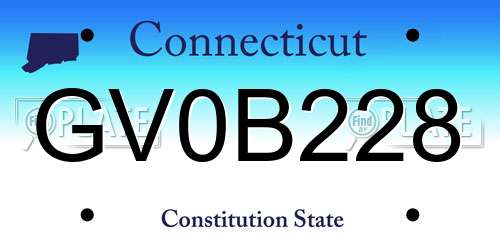 GV0B228 Connecticut License Plate