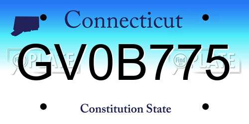 GV0B775 Connecticut License Plate
