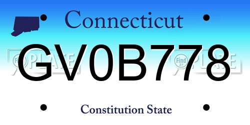GV0B778 Connecticut License Plate