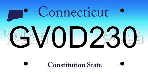 GV0D230 Connecticut License Plate