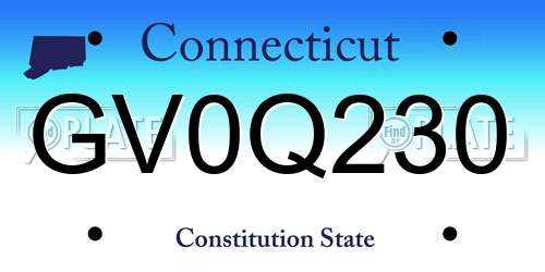 GV0Q230 Connecticut License Plate