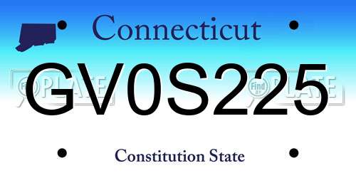 GV0S225 Connecticut License Plate