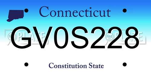 GV0S228 Connecticut License Plate