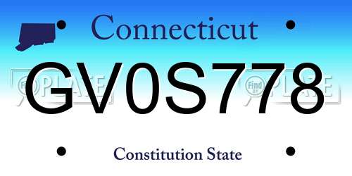 GV0S778 Connecticut License Plate
