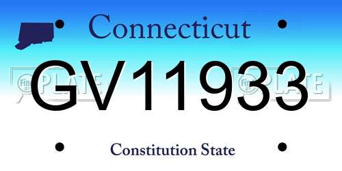 GV11933 Connecticut License Plate