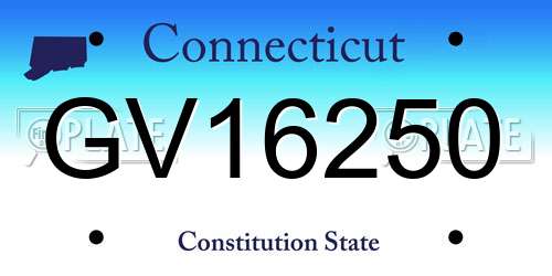 GV16250 Connecticut License Plate